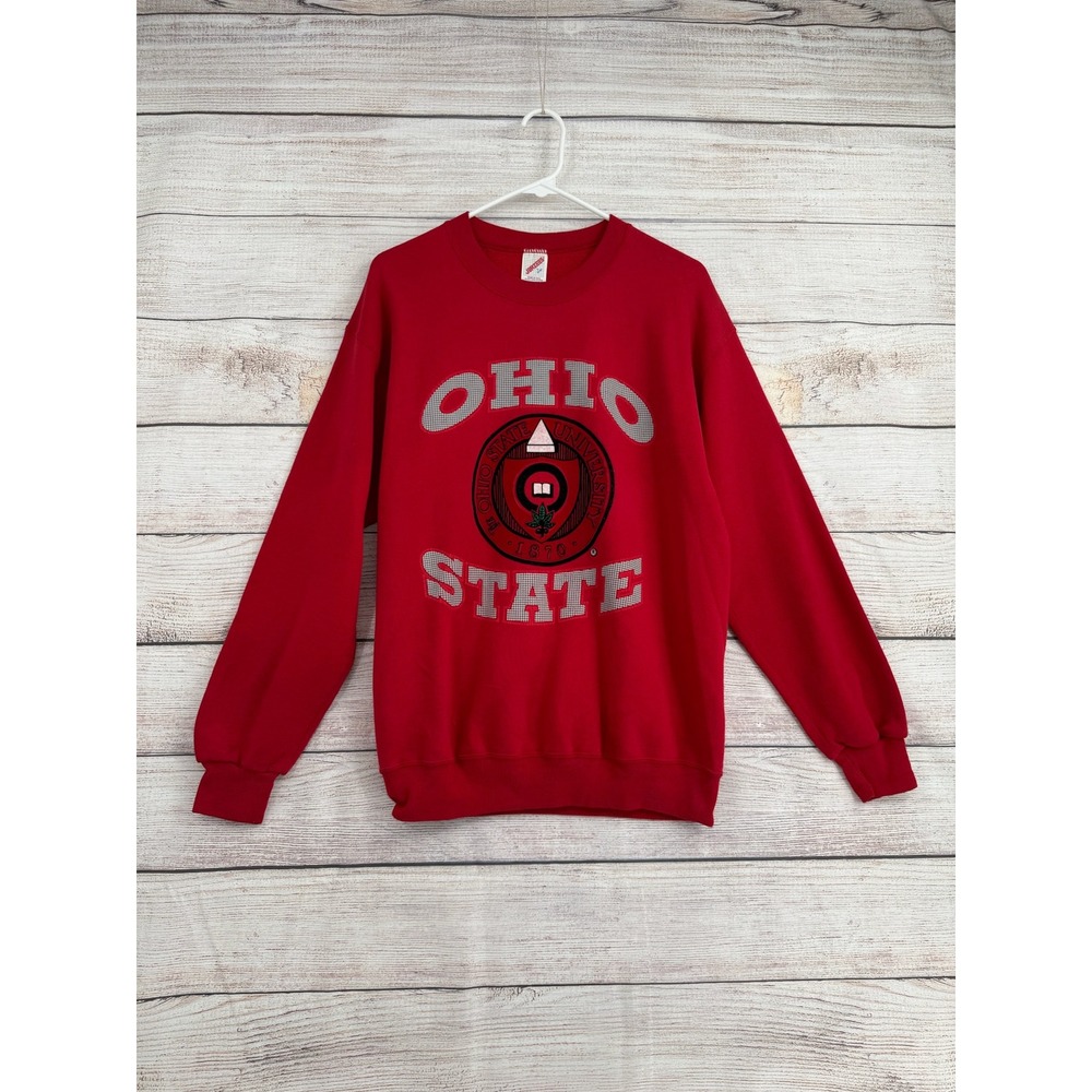 Jerzees Sweatshirt Mens L Red Ohio State University Vintage 90s Graphic Crewneck